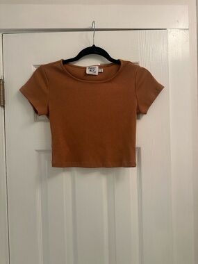 Princess Polly Rust Brown Ribbed Crop Top